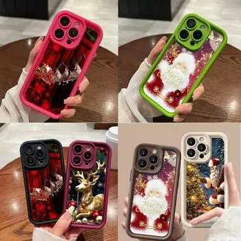 N105 рождественские и новогодние арт-мягкие чехлы для телефонов Angel Eyes для iPhone 16 15 14 13 11 Pro Max 8 7 6s Plus 12 mini XR XS Max SE противоударный чехол for iPhone 11