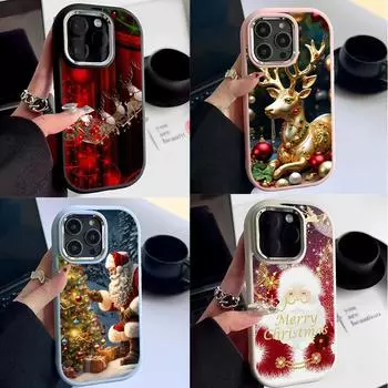 N105 рождественские и новогодние художественные мягкие чехлы для телефонов iPhone 16 Pro Max Xiaomi 11 Lite 5G NE Redmi Note 11s рамка для покрытия камеры защитная задняя крышка for iPhone 11