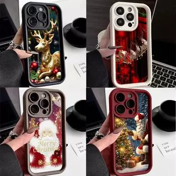 N105 Рождество С Новым годом арт Мягкие чехлы для телефонов Angel Eyes для Samsung S23 S24 Ultra S21 FE A54 A34 A13 A14 A06 A24 Realme12 OPPO Противоударный чехол Samsung A03