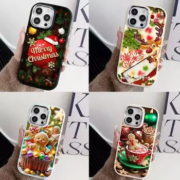 N107 Happy New Year Christmas art Soft Phone Cases для Samsung S24 S23 Plus A15 A35 A54 Infinix Hot40i Tecno Plating Frame Camera Protector Back Cover Samsung A02