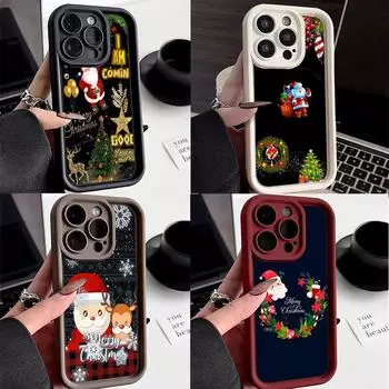 N108 Happy New Year Christmas desig Soft Angel Eyes Phone Cases для Samsung S23 S24 Ultra S21FE A54 A34 A13 A14 A06 A24 Realme12 OPPO Shockproof Cover Samsung A03