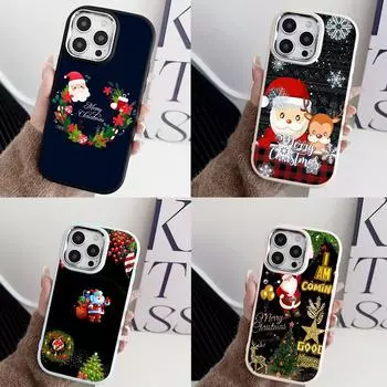 N108 Happy New Year Christmas design Soft Phone Cases для Samsung S24 S23 A15 A35 A54 Infinix Hot 40i Tecno Plating Frame Camera Protector Back Cover Samsung A02