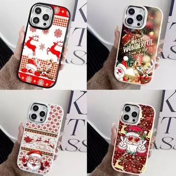 N109 С Новым годом, Рождественский дизайн, мягкие чехлы для телефонов Samsung S24 S23+ A15 A35 A54 Infinix Hot 40i Plating Frame Camera Protector Back Cover Samsung A02