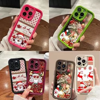 N109 С Новым годом, Рождественским дизайном, мягкие чехлы для телефонов «Ангельские глазки» для iPhone 16, 15, 14, 13, 11 Pro Max, 8, 7, 6 Plus, 12 mini, XR, XS Max, противоударный чехол for iPhone 11