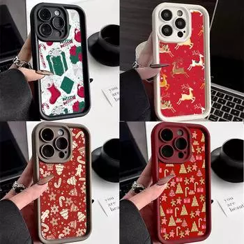 N115 Merry Christmas desig Happy New Year Soft Angel Eyes Phone Cases для Samsung S23 S24 Ultra S21 A54 A34 A13 A14 A06 A24 Realme 12 Shockproof Cover Samsung A03
