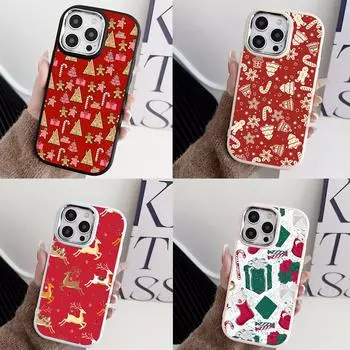 N115 Веселый рождественский дизайн С Новым годом Мягкие чехлы для телефонов Samsung S24 S23 A15 A35 A54 Infinix Hot 40i Plating Frame Camera Protector Back Cover Samsung A02