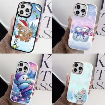 N116 Счастливого Рождества С Новым годом художественные мягкие чехлы для телефонов Samsung S24 S23 A15 A12 A35 A54 Infinix Hot 40i Plating Frame Camera Protector Back Cover Samsung A02