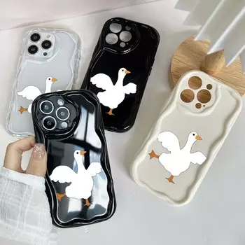 N11 DUCK DUCK волнистый чехол для телефона для iPhone 15 14 13 Pro Max Samsung S24 S23 Ultra A54 A14 A12 Xiaomi Redmi 13C Huawei Honor Мягкая задняя крышка for iPhone 6
