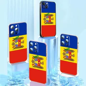 N20 Флаг Молдовы с золотым покрытием края Мягкий чехол для телефона из ТПУ для iPhone 15 14 13 Pro Max 8 Plus Xiaomi 13T Redmi Note 12S 11 Противоударная задняя крышка for iPhone 11