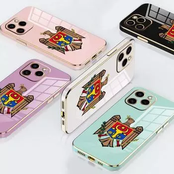 N21 Государственный герб Молдовы с золотым покрытием края Мягкий чехол для телефона из ТПУ для Samsung S23 A14 A34 A54 Huawei Honor 90 Противоударная задняя крышка Samsung Galaxy A01