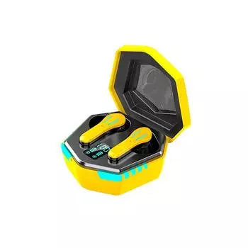 N35 Беспроводные наушники-вкладыши с шумоподавлением, микрофоном, игровая гарнитура со светодиодным дисплеем и зарядным чехлом жёлтый