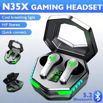N35X/N35 0 Delay Bluetooth 5.2 Игровые наушники TWS-гарнитура 9D Стерео шумоподавление Наушники-вкладыши Беспроводные наушники Игровая гарнитура с микрофоном