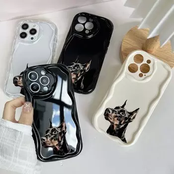 N46 Dog Doberman Animal Art Волнистый чехол для телефона для iPhone 15 14 Pro Max Samsung S24 S23 Ultra A54 A14 A34 Xiaomi Redmi 13C Huawei Honor Мягкая задняя крышка for iPhone 6
