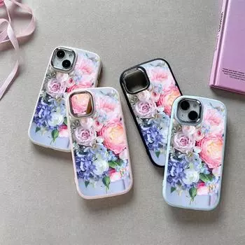 N48 Ваза с цветочным пионом Мягкая задняя крышка для iPhone 14 15 Pro Max Samsung A54 A22 Xiaomi Poco X5 Redmi Huawei Realme Защитная рамка для камеры for iPhone 7