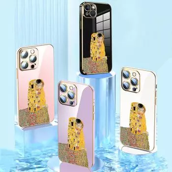 N56 Kiss от Густава Климта, дизайн, позолоченный край, мягкий чехол из ТПУ для телефона iPhone 15, 14, 13 Pro Max 8, Xiaomi 13T, Redmi Note 12S, противоударная задняя крышка for iPhone 11