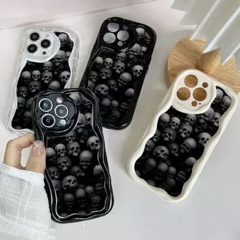 N60 Nightmares череп арт-дизайн Волнистый чехол для телефона для iPhone 15 14 Pro Max Samsung S24 Ultra A54 A34 A24 Xiaomi Redmi 13C Huawei Honor Мягкая задняя крышка for iPhone 6