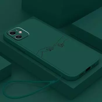 N70 духовно связаны с кем-то с помощью шнурка Силиконовые чехлы для телефонов с прямым краем для iPhone 15 Pro Max Samsung A54 A14 S24 Противоударный чехол for iPhone 15 Plus