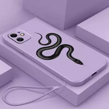 N71 Черное золото Змея с ремешком Силиконовые чехлы для телефонов с прямыми краями для Xiaomi Poco X5 F6 Redmi Note 13 Pro 12C Realme C55 Противоударный чехол Huawei Xiaomi 10T Pro/10T