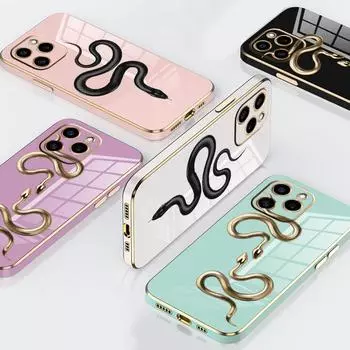 N71 Мягкие чехлы для телефонов из ТПУ со змеиным покрытием из черного золота для Samsung A54 A13 A14 S24 Plus S23 Ultra S20 S21 FE A55 A05 A52s, противоударный чехол Samsung A03