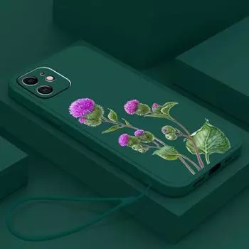 N75 Бабочки цветы с ремешком Силиконовые чехлы для телефонов с прямым краем для iPhone 15 Pro Max Samsung A54 A14 S23 S24 Ultra S20 FE Противоударный чехол for iPhone 15 Plus