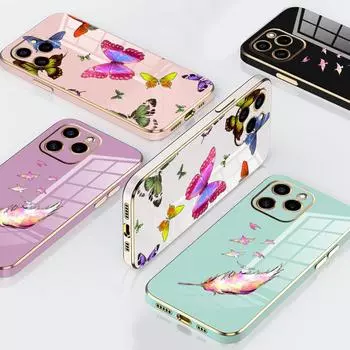 N76 Мягкие чехлы для телефонов из ТПУ с покрытием «бабочка» для Samsung A54 A13 A14 S24 Plus S23 Ultra S20 S21 FE A55 A05 A52s, противоударный чехол Samsung A03