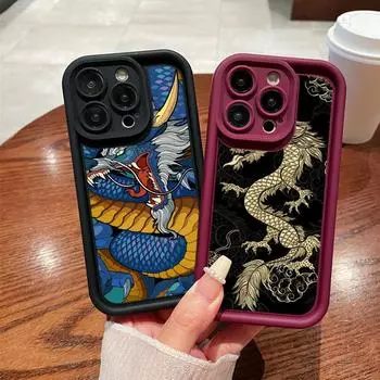 N81 Dragon design art Мягкие чехлы для телефонов с ангельскими глазками для Samsung A54 A34 A13 A14 S23 S24 Ultra S20 FE Xiaomi Redmi Note 13 12C Противоударный чехол Samsung A03
