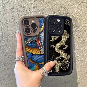 N81 Dragon design art Мягкие чехлы для телефонов «ангельские глазки» для iPhone 15 14 12 11 Pro Max 13 mini 7 8 6S Plus XS Max XR SE противоударный чехол-бампер for iPhone 15 Pro Max