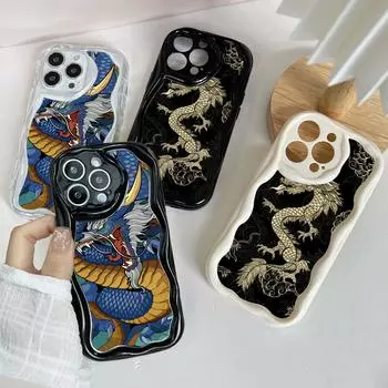N81 Dragon design art Мягкие волнистые чехлы для телефонов для Samsung A54 A34 A13 A14 S23 S24 Ultra Xiaomi Redmi Note 13 12C Realme Infinix Защитный бампер Samsung A02/M02