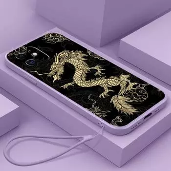 N81 Dragon design art с ремешком, силиконовые чехлы для телефонов с прямыми краями для Xiaomi Poco X5 F6 Redmi Note 13 Pro 12C Realme C55, противоударный чехол Huawei Xiaomi 10T Pro/10T
