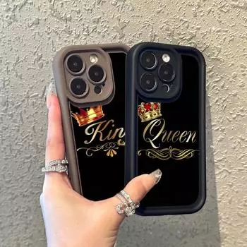 N84 King Queen парные мягкие чехлы для телефонов с ангельскими глазками для iPhone 15 14 12 11 Pro Max 13 mini 7 8 6S Plus XS Max XR SE противоударный чехол-бампер for iPhone 15 Pro Max