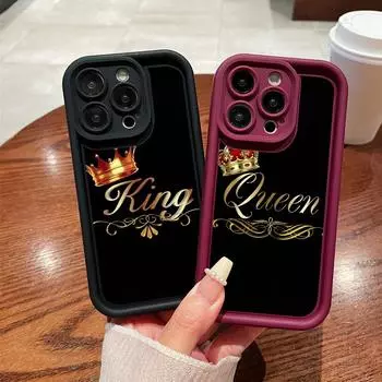 N84 King Queen парные мягкие чехлы для телефонов с ангельскими глазками для Samsung A54 A34 A13 A14 S23 S24 Ultra S20 FE Xiaomi Redmi Note 13 12C противоударный чехол Samsung A03