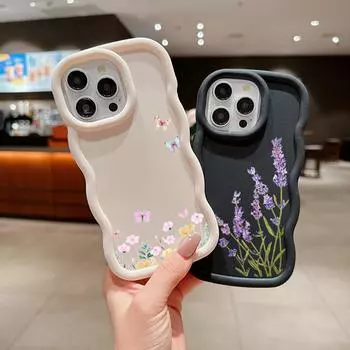 N86 Маленький свежий цветок бабочка Macaron Чехлы для телефонов с волнистыми краями для iPhone 15 Pro Max Samsung A54 A14 S23 S24 Ultra Redmi Note 13 Pro Противоударный чехол for iPhone 6(6s)