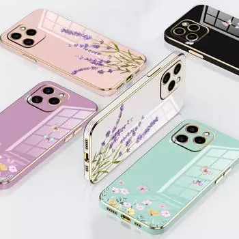 N86 Маленький свежий цветок бабочка с покрытием края Мягкие чехлы для телефонов из ТПУ для Samsung A54 A13 A14 S24 Plus S23 Ultra S20 S21 FE A55 A05 A52 Противоударный чехол Samsung A03