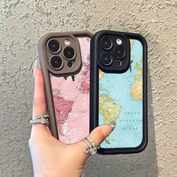 N90 Maps art design Мягкие чехлы для телефонов «ангельские глазки» для iPhone 15 14 12 11 Pro Max 13 mini 7 8 6S Plus XS Max XR SE противоударный чехол-бампер for iPhone 15 Pro Max