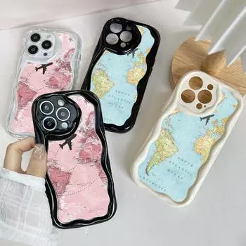 N90 Maps арт-дизайн Мягкие волнистые чехлы для телефонов для Samsung A54 A34 A13 A14 S23 S24 Ultra Xiaomi Redmi Note 13 12C Realme Infinix Защитный чехол-бампер Samsung A02/M02