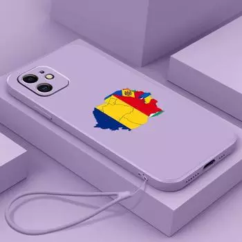 N91 Флаг Молдовы с ремешком Силиконовые чехлы для телефонов с прямыми краями для Xiaomi Poco X5 F6 Redmi Note 13 Pro 12C Realme C55 Противоударный чехол Huawei Xiaomi 10T Pro/10T