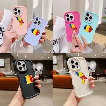 N91 Молдавский флаг искусство Macaron волнистые края телефонные чехлы для iPhone 16 Pro Max Samsung S24 Plus S23 Ultra A35 A55 Xiaomi Redmi Note13 Honor противоударный чехол for iPhone 16 Plus