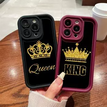 N94 Queen King Crown Мягкие чехлы для телефонов с ангельскими глазками для Samsung A54 A34 A13 A14 S23 S24 Ultra S20 FE Xiaomi Redmi Note 13 12C противоударный чехол Samsung A03