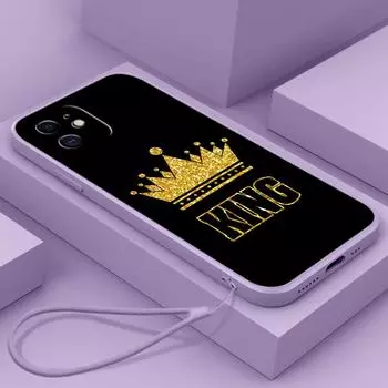N94 Queen King Crown с ремешком Силиконовые чехлы для телефонов с прямым краем для Xiaomi Poco X5 F6 Redmi Note 13 Pro 12C Realme C55 Противоударный чехол Huawei Xiaomi 10T Pro/10T