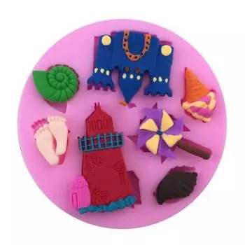 Нью-Бич Касл Ветряная мельница Жидкие силиконовые формы Превращают сахарный торт Плесень Выпечка Сахарный торт Форма