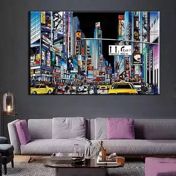 Нью-Йорк Тайм-сквер, здание, холст, картина, современное искусство, постеры и принты, Куадрос, настенная художественная картина для декора гостиной 20*40cm