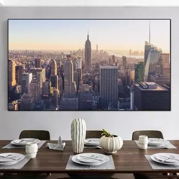 Нью-Йоркский пейзаж, холст, картина, современный постер и принты, большой размер, настенная картина для гостиной, домашний декор, без рамки 21*30cm