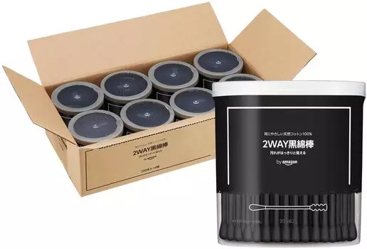 на Amazon 2WAY черные ватные палочки 200 x 8 шт. (Престо!)