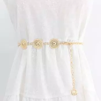 на Брюки Платье Аксессуары Женщины Цепочка на талию Корсет Цепочка Ремни Металлические пояса Цепочка для тела золотой