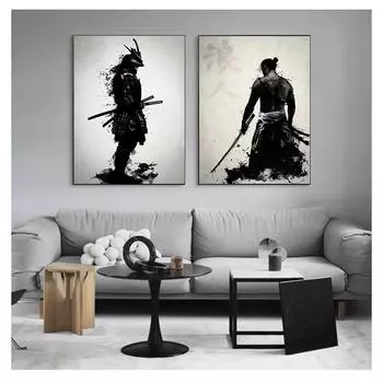На холсте, современные настенные художественные декоративные картины, картины для декора гостиной, без рамки, японские самурайские постеры, HD печать 21cm30cm NoFrame
