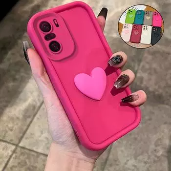 На Note12 12pro милый 3D Love Heart матовый чехол для Xiaomi Redmi Note 12 Pro Plus 5g 4g Girl противоударный мягкий силиконовый чехол на заднюю панель Redmi 12 4G чёрный