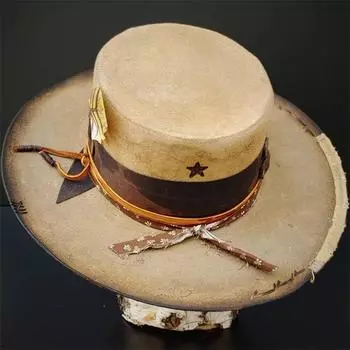 На новой фабрике Прямая поставка овечьей фетровой шляпы Ретро однотонная овечья фетровая шляпа Украшенная тесьмой чистая шерстяная фетровая шляпа