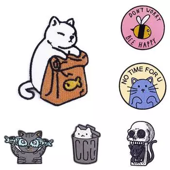 На одежде нашивки с мультяшным котом в полоску, аппликация с милым котом для одежды, наклейки, «сделай сам», железные нашивки, вышивка, значки в стиле хиппи 4.5*6cm