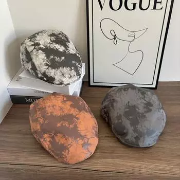 На открытом воздухе 2025 года, новинка ранней весны, литературный и художественный прогресс, шляпа в стиле тай-дай, ретро, мужская шляпа художника, шляпа газетчика, обратный берет, модная девушка M56-58cm