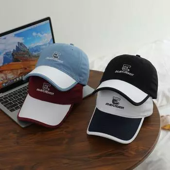 На открытом воздухе Интернет знаменитость уличная мода контрастный цвет сращивание бейсболка женская новая модная брендовая вышитая буква кепка показывающая маленькое лицо M56-58cm чёрный
